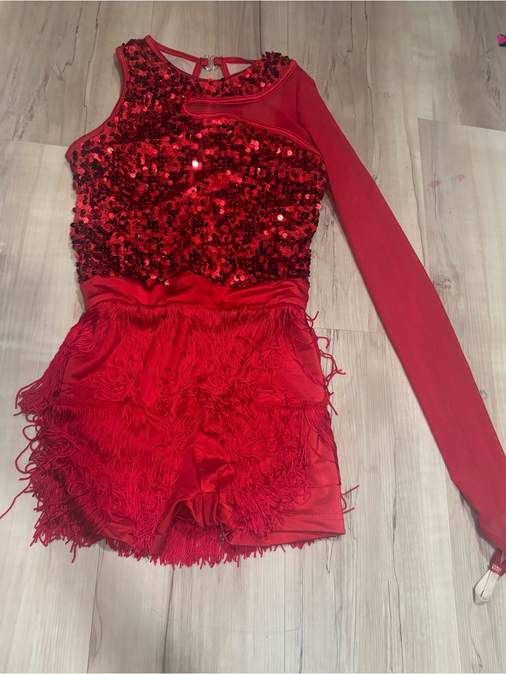 Weissman Red Sequin Fringe Dance Competition Costume – Child LC – Style 15442